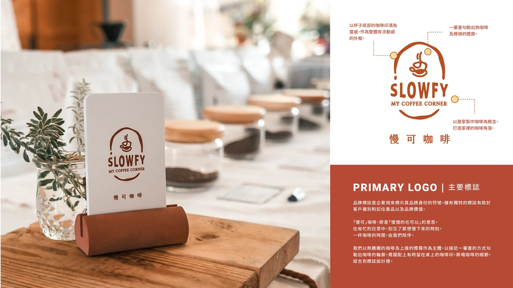 慢可咖啡 Slowfy 主要標誌設計與理念說明